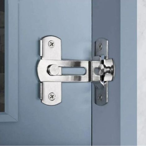 royaluxe -Verrou de porte à angle droit 90 degrés Boulon de verrouillage de boucle de verrouillage Boulon de barillet à verrou coulissant avec vis pour portes de toilette et fenêtres (1/5)