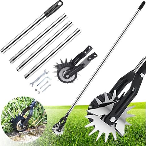 Tondeuse à gazon manuelle à roues – Manche en acier réglable 1,6 m, pour jardin et trottoir (1/5)