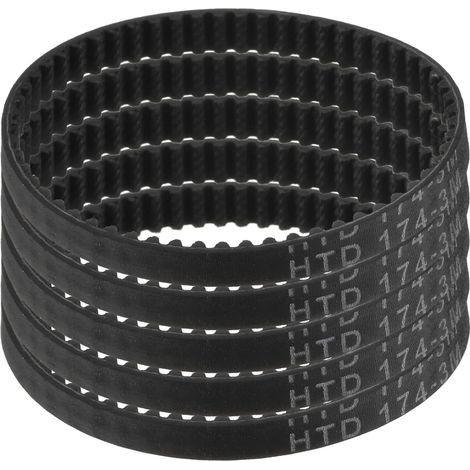 5pcs HTD-3M Rubber Timing Belt, 58 Teeth, 174mm Pitch Length x 6mm Width x 2.4mm Height, Closed Loop Pulley Belt (1/5)