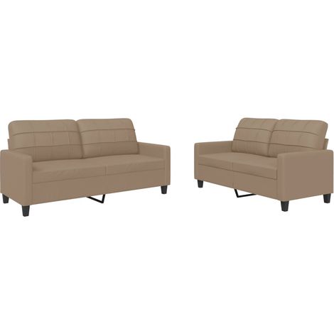 Maison Exclusive - Set di Divani 2 pz con Cuscini cappuccino in Similpelle