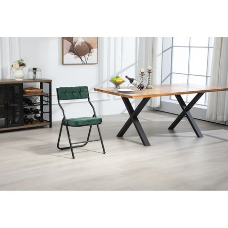 sedia pieghevole imbottita verde set 2 acciaio OKMYHOME (1/5)