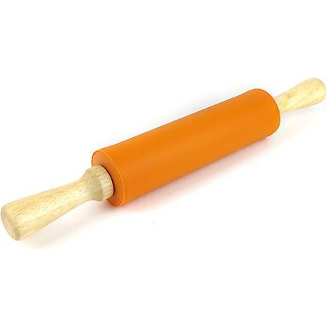 rouleau Ptisserie Couleur Orange Coque En Silicone Antiadhsif Surface Manche En Bois (1/5)