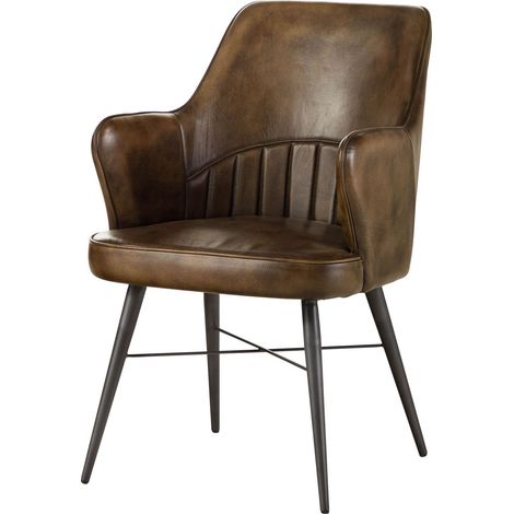 Sedia in vera pelle 55x62x84 marrone scuro IRON LABEL 30 (1/3)