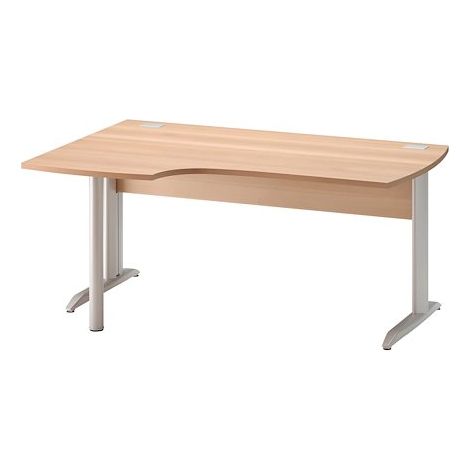Bureau d'angle compact Jazz L 160 cm retour à gauche piètement métal - Plateau hêtre ambré (1/2)