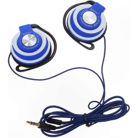 1,2 m langes kabelgebundenes Headset mit Mikrofon, 3,5-mm-Ohrhörer mit Ohrbügel, rot, für Radio, Podcasts, Laptop, MP3-Player, Ohrclip-Design (1/5)
