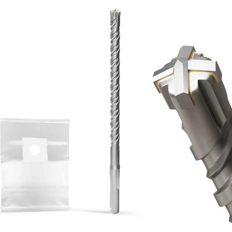 Foret à maçonnerie SDS Plus - 10 mm x 210 mm - Pointe croisée en carbure de tungstène - Pour mur, pierre, béton, brique (1/5)