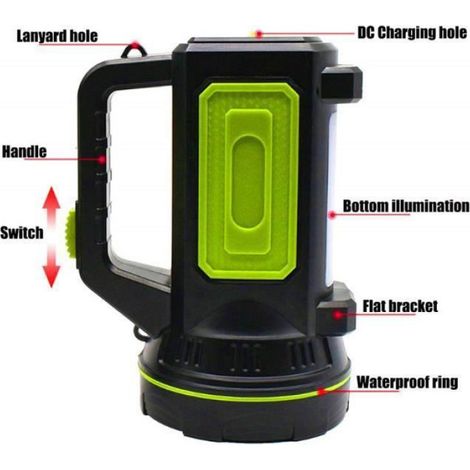 Lampe Torche - LED - 8000 Lumen - Étanche IPX6 - Rechargeable USB - Lumière Latérale Intégrée - Portable - 6000 mAh - Pour Camping et Extérieur - 1 Pièce (1/4)