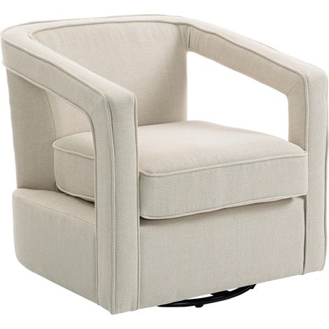 Fauteuil de salon pivotant à 360°, inclinable avec dossier et accoudoirs monoblocs, 77 x 75 x 72 cm, beige (1/5)