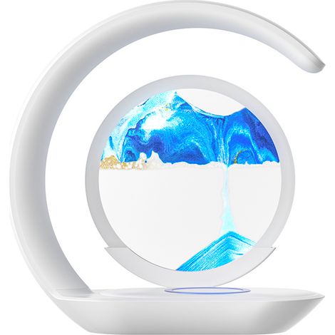 Lampe créative en sable, lampe sablier 3D, objet décoratif, lumière d'ambiance, chargeur de téléphone sans fil, port USB (bleu) (1/5)