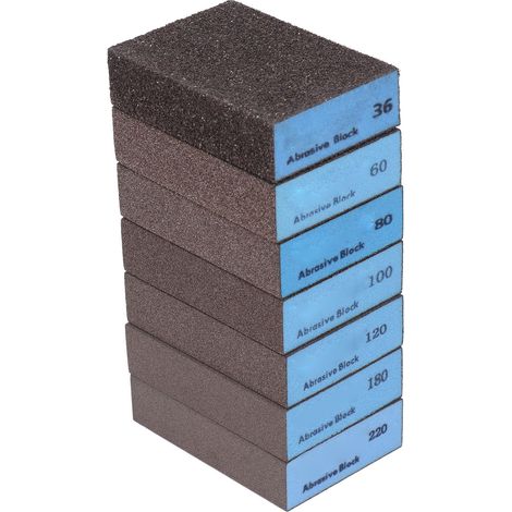 Lot de 7 éponges à poncer 36 60 80 100 120 180 220 grains blocs abrasifs pour usage humide et sec (1/5)