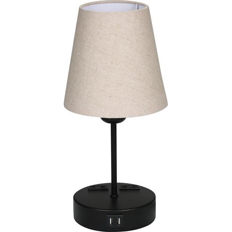 Lampe de table Shineslay, lampe de chevet avec ampoule LED E26, commande tactile, lampe de table moderne pour chambre ou salon, 2 ports USB, 2 prises de courant, lumière blanc chaud (1/2)