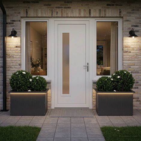 vidaXL Jardinera para jardín con luces LED 2 uds. Negro (1/5)
