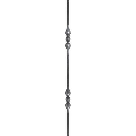 Barreau lisse double motif aplati - Hauteur 900mm carré de 14mm - Fer forgé - À souder - DECO FER FORGE