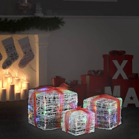 Decorative Acrylic Christmas Gift Boxes 3 pcs Colourful vidaXL (1/5)