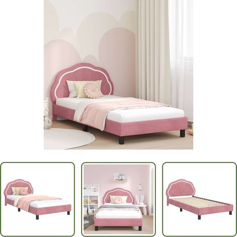 vidaXL Rosa Kinderbett - Kinderbettgestell mit Kopfteil Rosa 80 x 200 cm Samt (1/5)