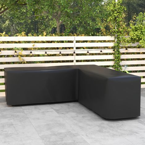 Housse de protection pour mobilier de jardin, en forme de L, imperméable, anti-UV, pour canapé d'angle, 250 x 250 x 79 cm, noire