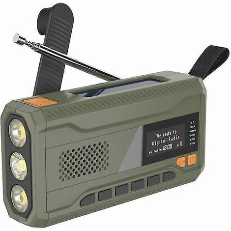 Filiyano – lampe torche intégrée – Radio DAB/FM portable WR-6D à énergie solaire avec manivelle et lampe torche intégrée, batterie externe 4500 MAH (1/5)