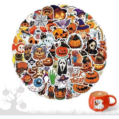 Emballage inclus : Vous recevrez 110 feuilles de styles différents de citrouilles autocollants halloween, taille 4-8 cm/1,57-3,15 pouces, quantité suffisante, parfaite pour décorer vos articles.Matéri (1/5)