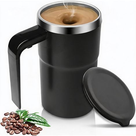 Automatic Mixing Cup 380ml with Lid - USB Rechargeable Magnetic Mixer, Washable Coffee Cup (1/5)