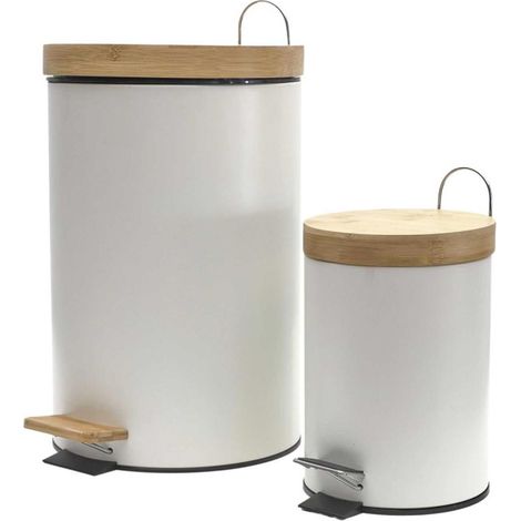 Lot de 2 Poubelles à Pédale "Shari" 15L Blanc (1/5)