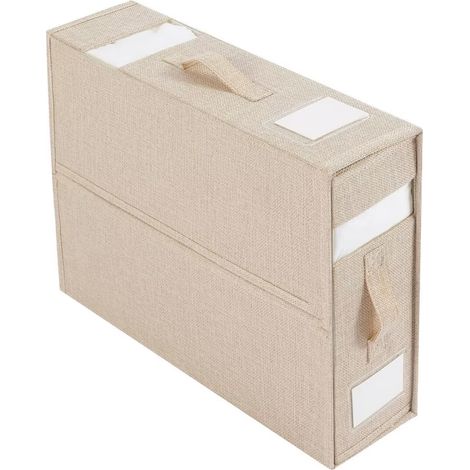 Organisateur Armoire Vetement,Organisateur Dressing avec Poignée, Rangement Sous Vetement, bed sheet storage box(Beige) (1/2)