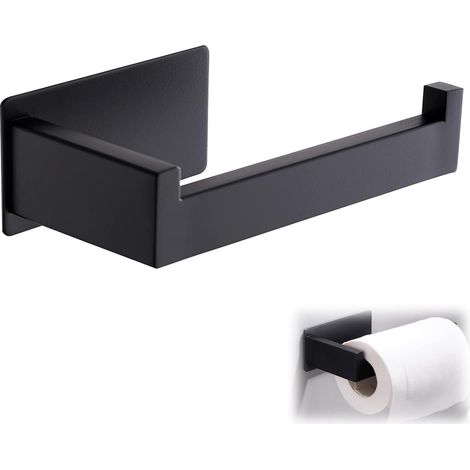 Porte Papier Toilette, Support Papier Toilette Mural, sans Perçage, Autocollant, Acier Inoxydable Derouleur Paper WC, pour Cuisine Et Salle De Bain, Noir, 14x7.7cm (1/5)