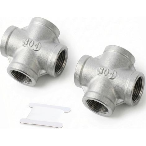 2-teiliges 304 Edelstahl-Fitting, 4-Wege-Kreuzverbinder 3/4" x BSP Innengewinde - FBSP (1/5)