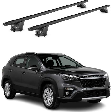 OMAC Barres de toit aluminium certifiées TÜV pour Suzuki S-Cross 2022-2026 – Pour rails de toit intégrés – Rainure en T – Charge max 100 kg – 2 antivols Noir (1/4)