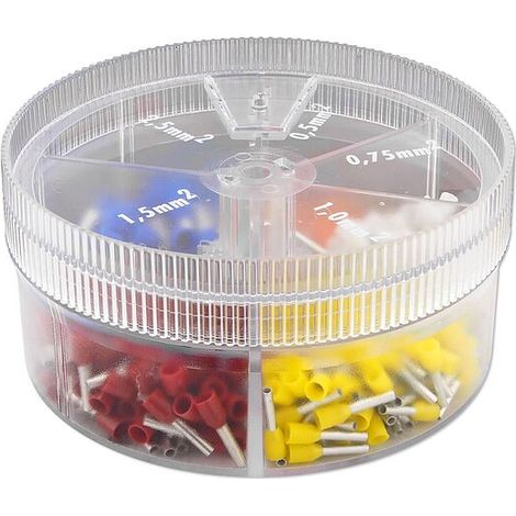 Aderendhülsen Sortiment isoliert - 0,5 bis 2,5 mm² - in Streudose - 400-teilig (1/2)