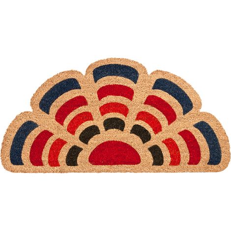 Zerbino Cocco Foglia Semiluna 40x80 cm Retro Antiscivolo Raschia Fango Ingresso - C