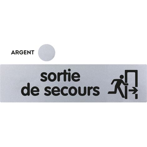 Plaque de porte Sortie de secours flèche droite - Classique argent 170x45mm - 4321189