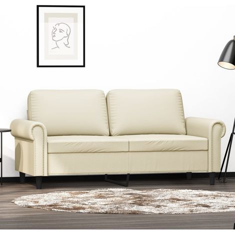 Canapé-Sofa à 2 places Crème 140 cm Similicuir 202520 (1/5)