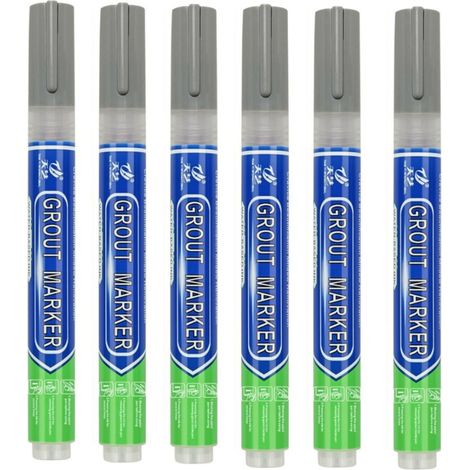 Kit de 6 stylos à joints pour carrelage : marqueur imperméable, encre grise, pour une utilisation pratique dans l’entretien, la réparation et les projets de bricolage.-AquaForge (1/2)