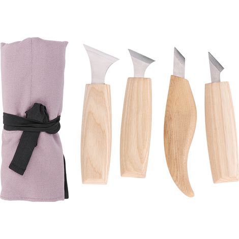 Ensemble de Sculpture en Acier Inoxydable - 7 Pièces avec Manche en Bois pour Outils de Menuiserie