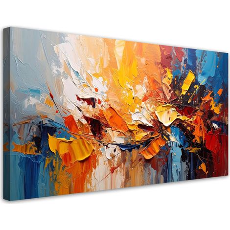 Wandbild für das Wohnzimmer Farbenfrohe Abstrakt Imitation von Ölfarbe 80x40 cm (1/5)