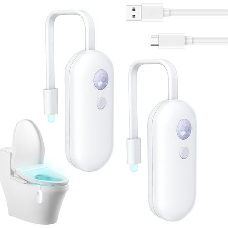 Lampes LED toilette - 8 couleurs - Détecteur mouvement - Étanches - Rechargeables - Lot de 2 (1/5)