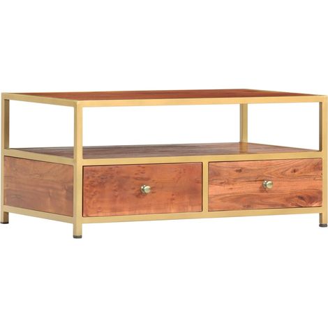 Mesa de centro de madera maciza de acacia 90x50x40 cm