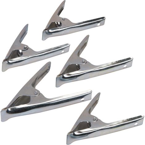 Dapetz ® 6 Inch Metal Spring Clamps 5 Pieces for Woodwork - Rust Proof Market Stall Tarp Clips Clamps 50mm Jaw Capacity - Metal Clips All Steel Construction 150mm Length (1/5)