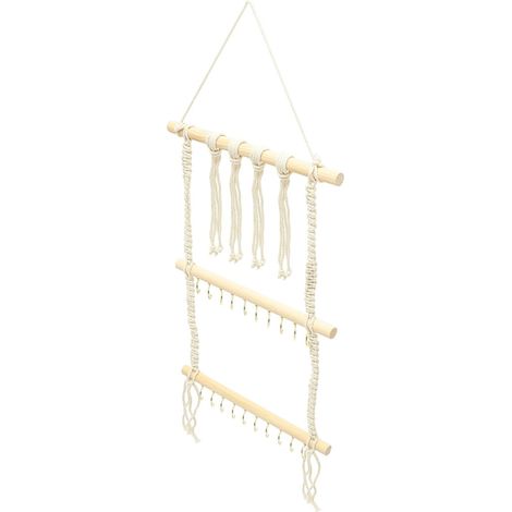 Porte-nœuds pour Cheveux Fille en Corde de Coton Macramé, Support Mural Décoratif Multi-crochets, Organisateur Bandeaux, Pinces et Accessoires Cheveux, Rangement Chambre Garçon (1/5)