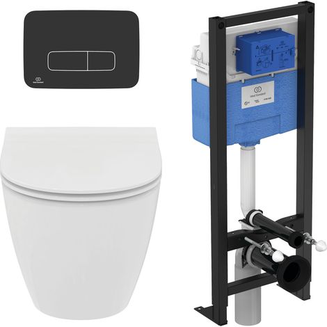 Idéal Standard - Pack WC suspendu i.life O slim + bâti support autoportant et plaque noire (1/5)