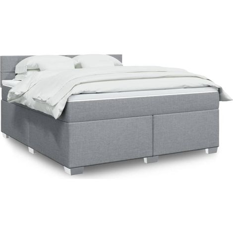 Boxspringbett mit Matratze Hellgrau 180x200 cm Stoff
