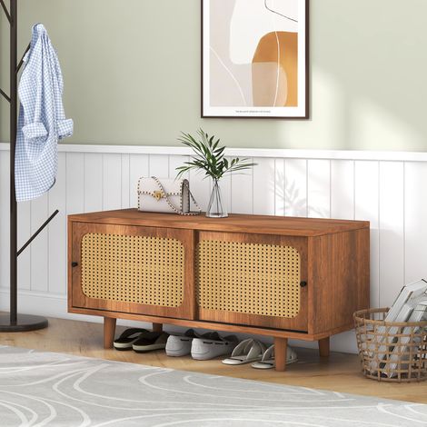 Zapatero de 2 puertas con estante regulable 104 x 40 x 48 cm nogal HAVRYA (1/5)
