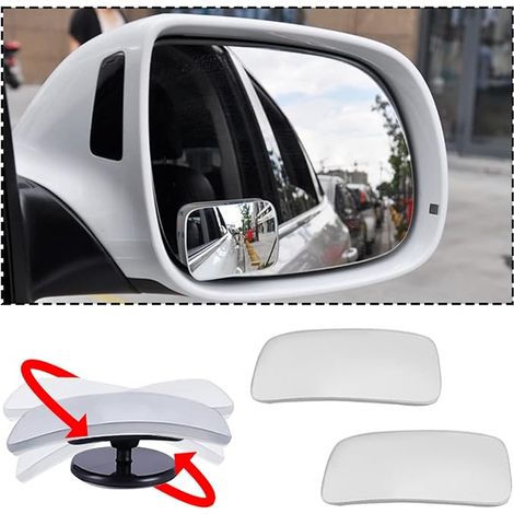 Miroirs D'angle Mort, Rétroviseurs HD Sans Cadre, Miroirs En Verre Grand Angle Réglables pour Toutes Les Voitures SUVs Camionnettes Camions et Motos Accessoires Automobiles(Rectangle) (1/3)