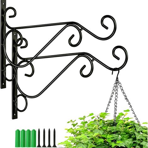 Pflanze Wandhalterung hängende Klammern Haken Pflanzenkorb Kleiderbügel Halter Indoor Outdoor Metallklammern mit Schrauben Gartenkörbe hängende Pflanzgefäße Laterne Windspiele (2PACK) (1/5)