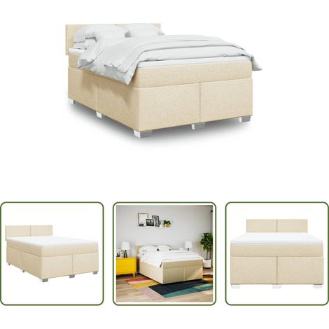 vidaXL Taschenfederkern - Boxspringbett mit Matratze Creme 140x200 cm Stoff (1/5)