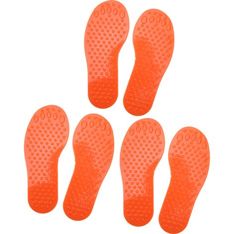 Lot de 3 paires de marqueurs d'empreintes de pieds en PVC coloré, en forme de pied, pour l'entraînement intérieur et extérieur, couleur orange. (1/5)