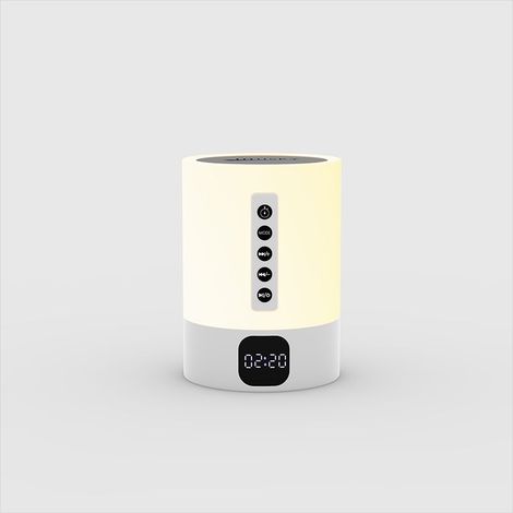 Enceinte Bluetooth Reveil Veilleuse, Lampe de Chevet Tactile avec Machine à Bruit Blanc, Haut-Parleur Bluetooth Veilleuse Enfant Réveil Lumineux Idee Cadeau Ado Fille,Enfant,Femme, Anniversaire, Noel