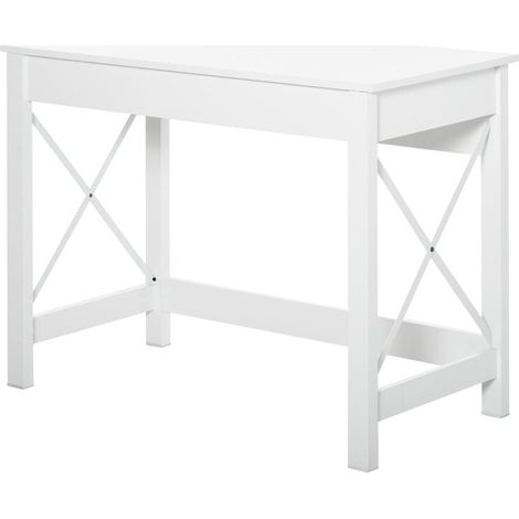 Bureau d'ordinateur moderne 105x50x76 cm avec cadre en X renforcé, table informatique blanche élégante et fonctionnelle (1/5)