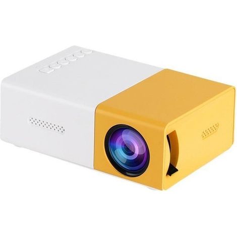 Projecteur Portable 1080P Full HD LED Mini Vidéo Projecteur pour Cinéma Maison, Enfants, 100-240V, Prise AU, Blanc Jaune (1/5)