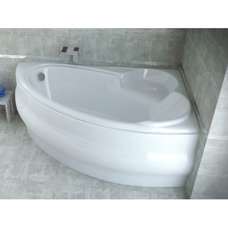 Baignoire Bain d'angle 140x95 Droite avec tablier en acrylique, Siphon de bain et pieds (support) - Set 4en1 - Fabriqué en UE - BADLAND FINEZJA